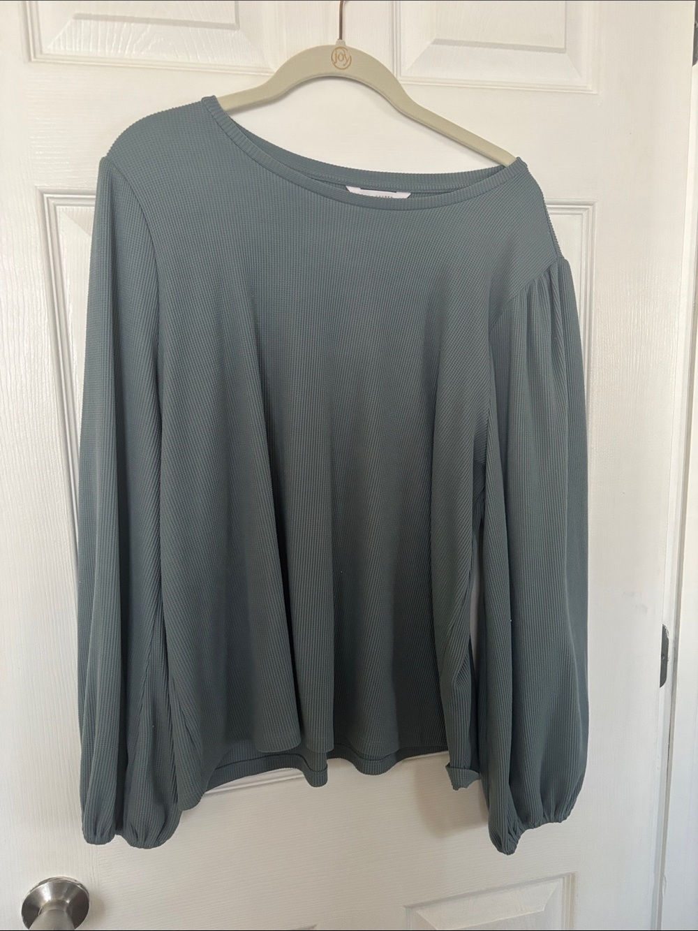 LC Lauren Conrad Slate Blue Ribbed Long-Sleeve Top